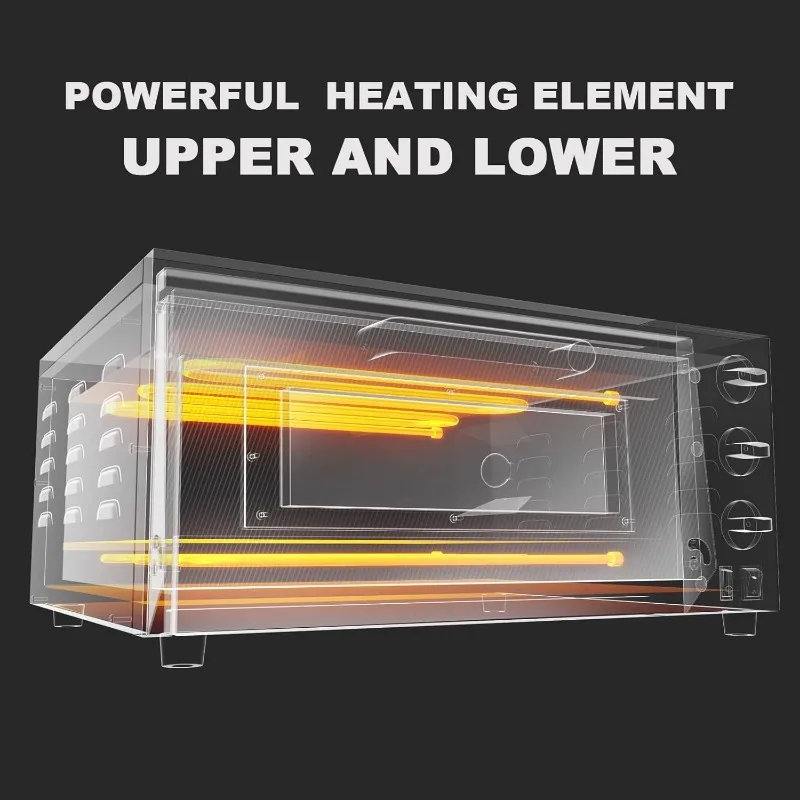 CROSSON ETL-horno eléctrico de Pizza para interiores, horno comercial con piedra para Pizza y temporizador de 60 minutos, acero inoxidable para interiores