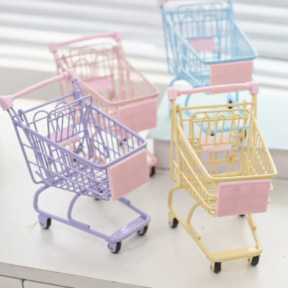 Mini Shopping Kids Craft Toy Shopping Utility Cart Storage Toy Holder Gifts for Children Cart Simulation Supermarket Handcart