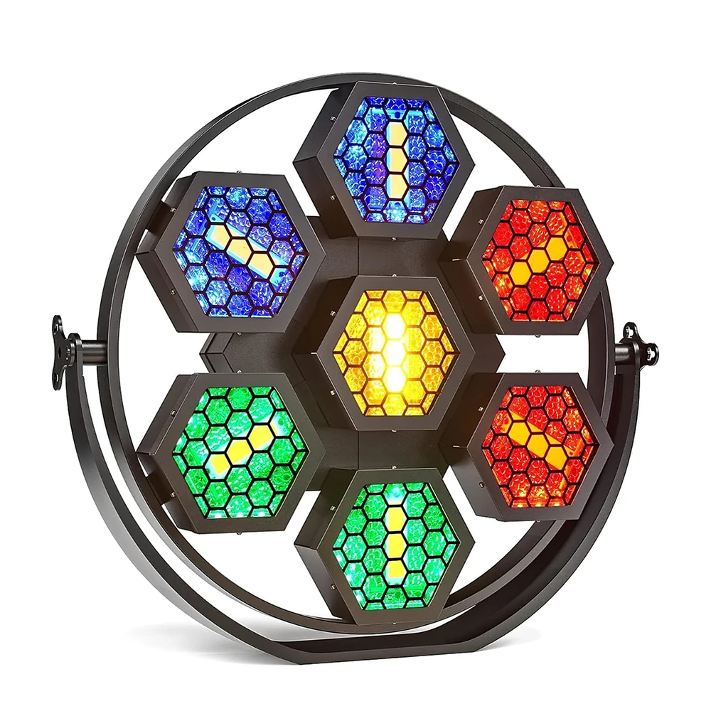 7X50W Gouden COB Vintage Stage Light 350W RGB LED Par Light DMX512 Pixel Control Geluidsgeactiveerde Strobe Auto Mode Master Slave Stageverlichting Voor Bar Disco DJ Concert Bruiloft Party Club Live