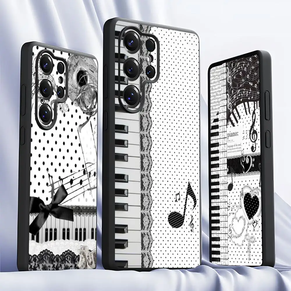 

INS Trendy Musical Notes Phone Case for Samsung S20-S25 FE Plus Ultra TPU Soft Skin Friendly
