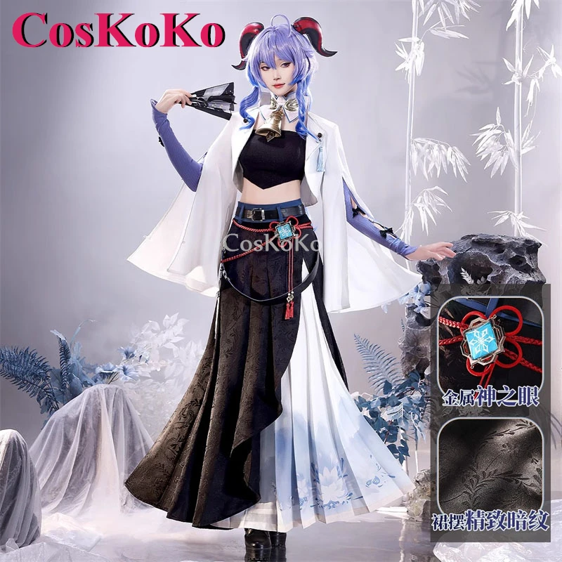 CosKoKo Ganyu Cosplay Game Genshin Impact Costume Gorgeous Neo-Chinese Style Uniform Dress Halloween Party Role Play Clothing