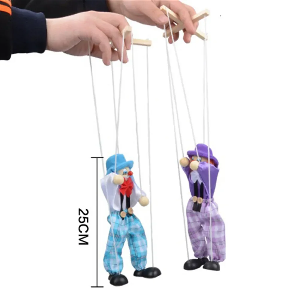 Marionetas de dedo de mano de payaso, marionetas de madera, juguete de actividad conjunta, muñecas Vintage divertidas, juguetes clásicos de 25cm, Muppets para bebés