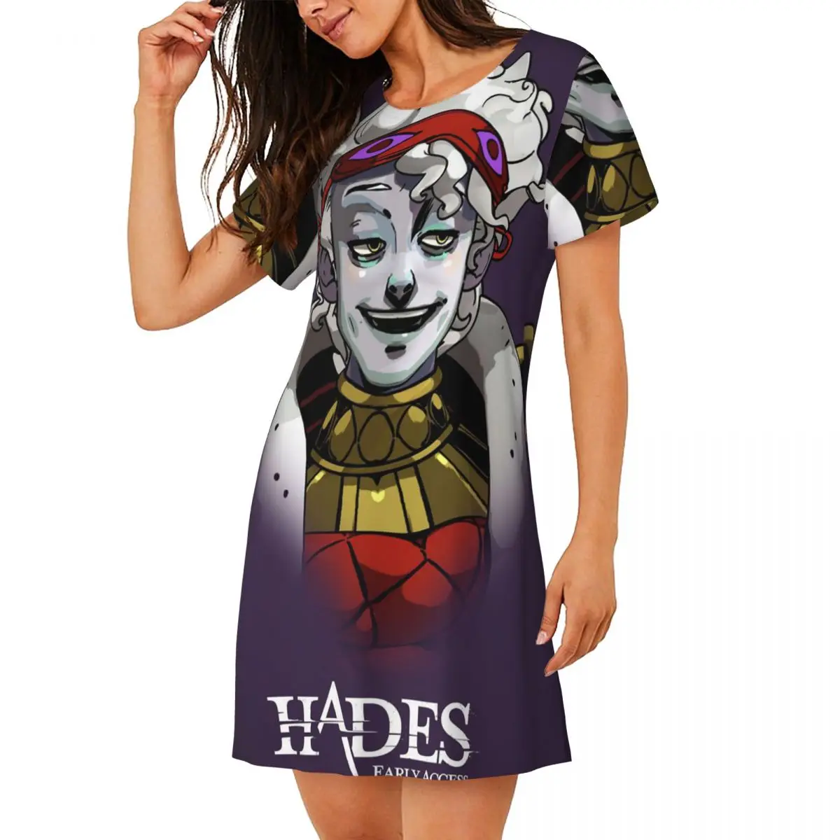 Custom Role Playing Games Hades Short Sleeves Nightdress For Sleepshirts Women Short Sleeve Nightgowns Soft Pajama Dress