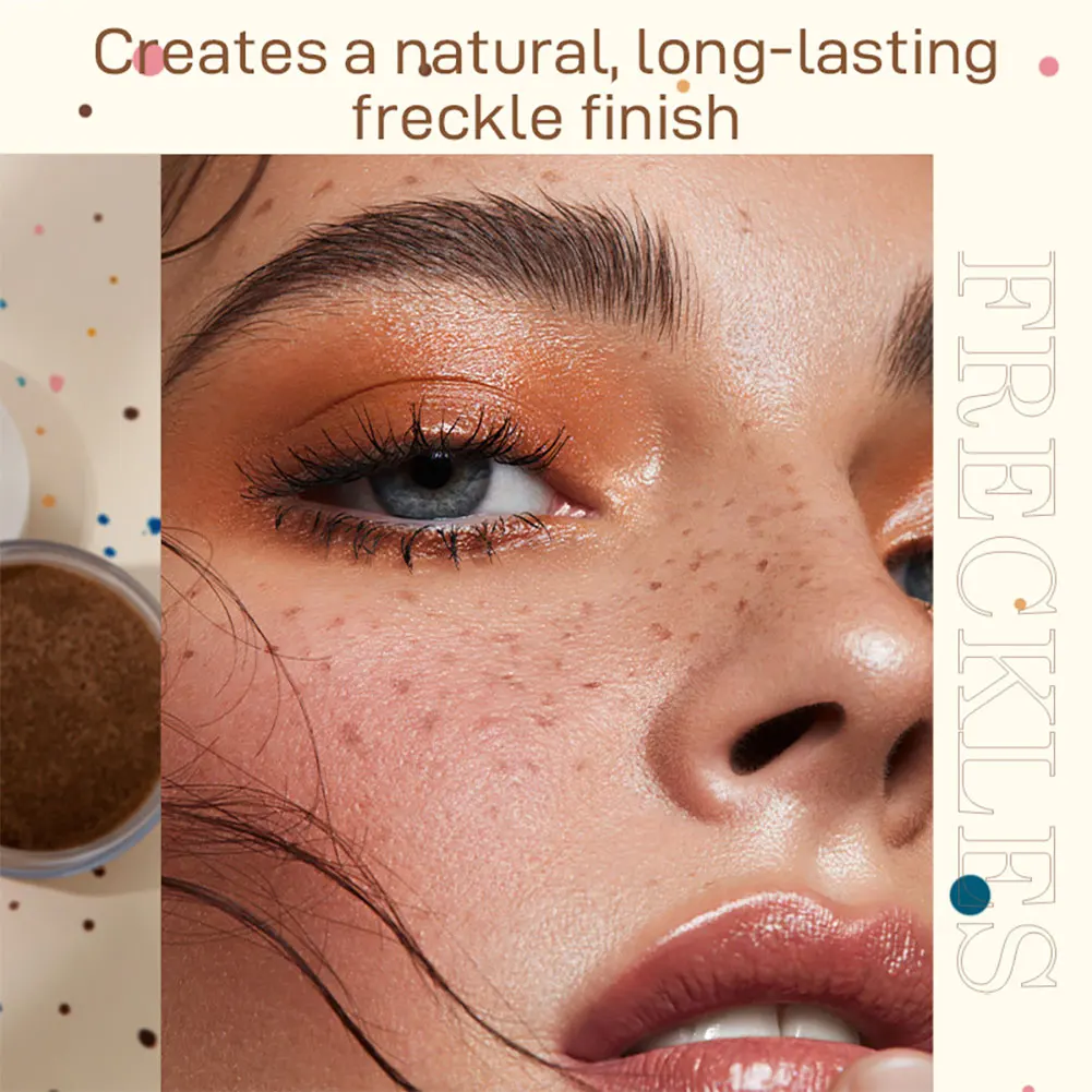 Face Fake Freckles Air Cushion Waterproof Long Lasting Liquid Powder Quick Dry Natural Face Freckles Stamp Makeup with Brush