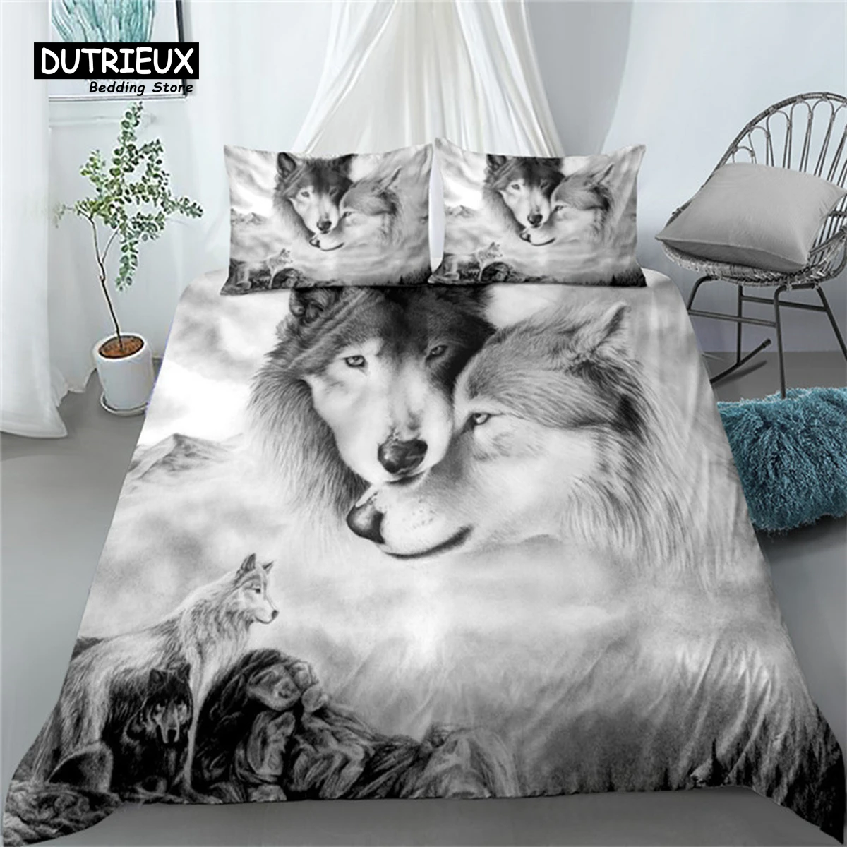 

Digital Wolf Duvet Cover Set, Fashion Bedding Set, Soft Comfortable Breathable Duvet Cover, For Bedroom Guest Room Decor