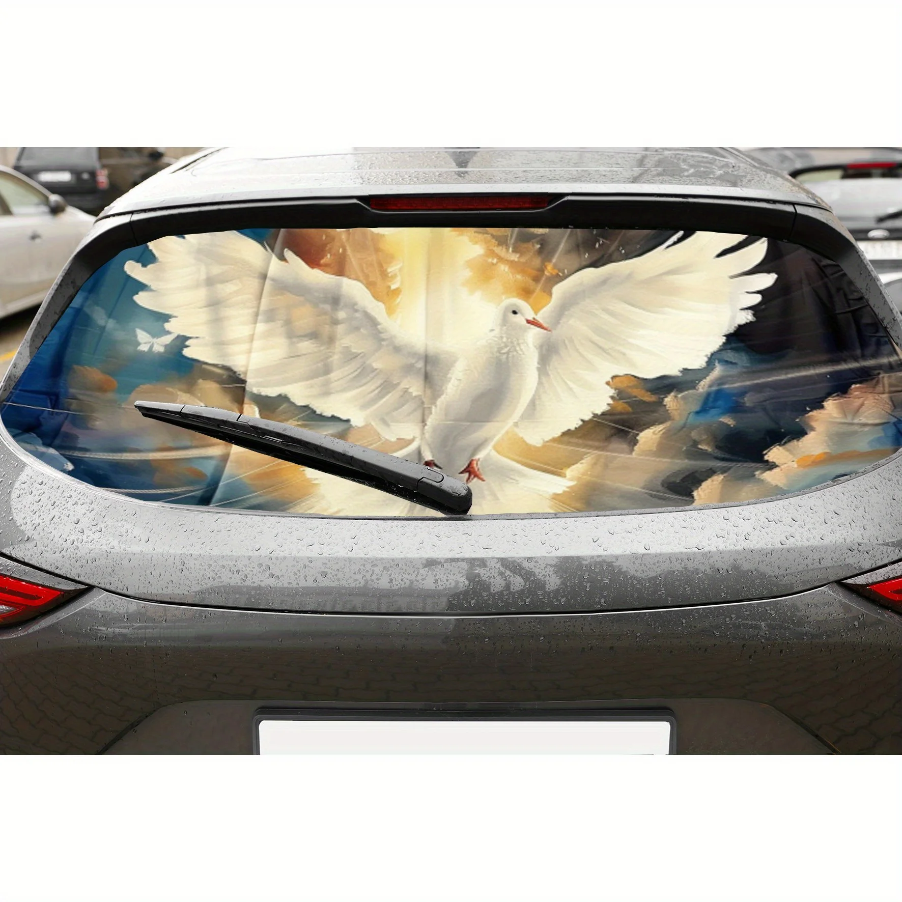

White Dove Peace Print Car Rear Windshield Sticker Truck Window See Through Perforated Back Window Vinyl Wrap Decal Self Adhesiv