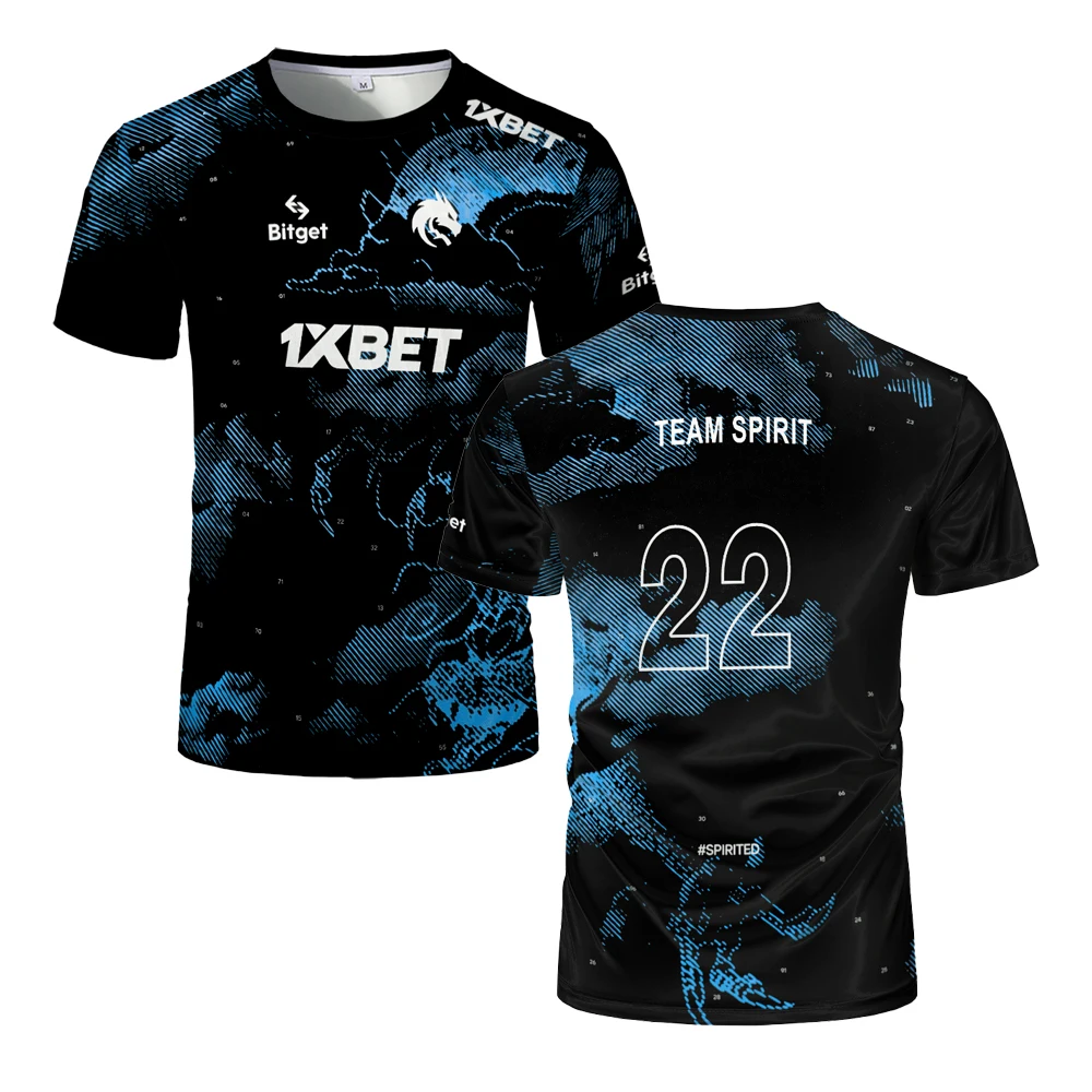 2024 New Team Spirit Jersey T-Shirt Fashion Game Esports Player Donk Uniform Contest Men Tshirt Breathable Boy Training Fans Tee