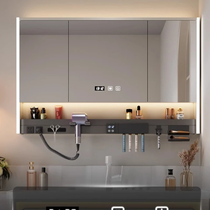 Locker Wall Bathroom Cabinets Vanity Mirror Smart Light Home Furniture Sanitation Bathroom Cabinets Defogging Miroir De Salle