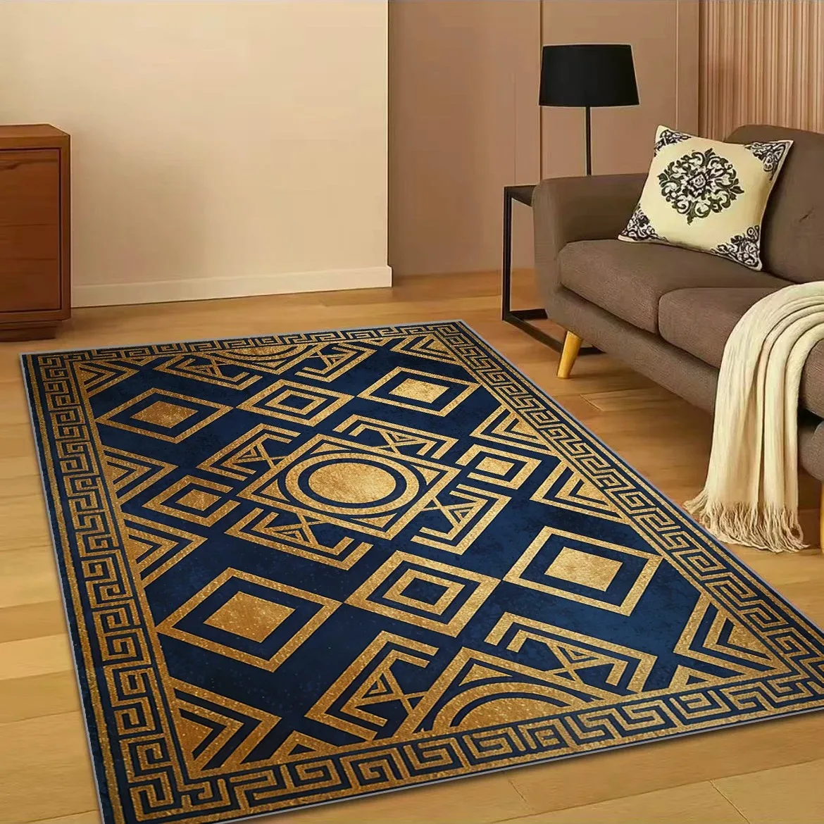 Luxuriöser Marokkanischer Design-Teppich Rutschfester Bereichsteppich für Esszimmer Wohnzimmer Schlafzimmer Bodenmatte Wohndekor Geometrisches Muster Matte