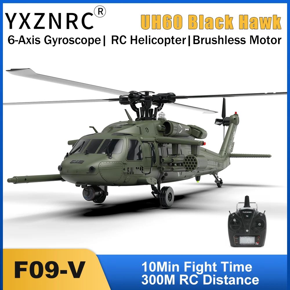 YXZNRC UH60 Black Hawk RC Helicopter with 6-axis Gyro 2.4G 6CH 1:47 Scale Flybarless 3D Stunt Remote Control Helicopter Model
