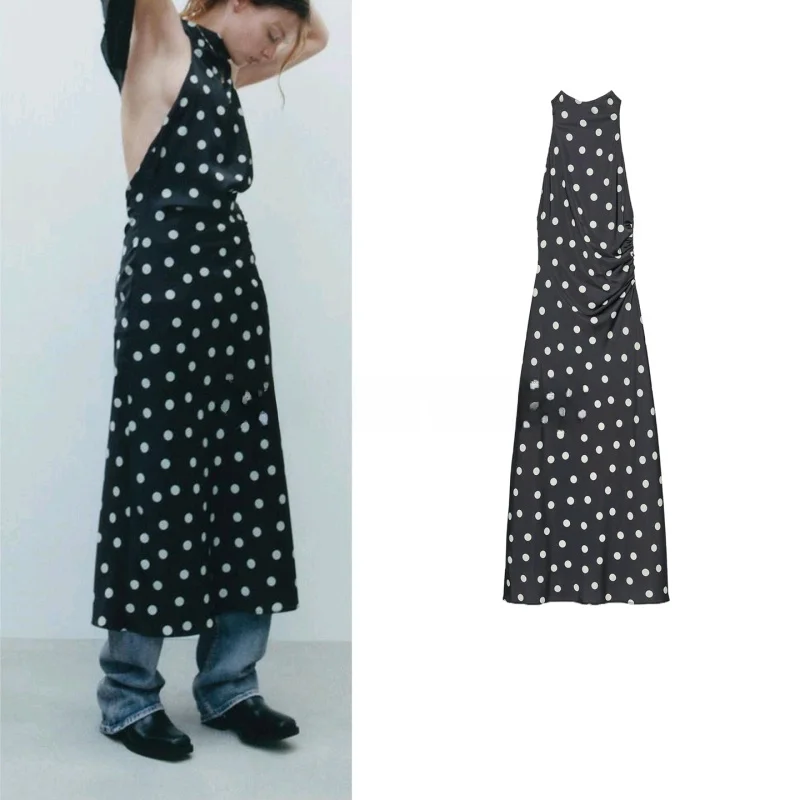 Outono nova chegada feminina dr com nó lua padrão cetim textura casual sle x versão sem sve fibra de poliéster