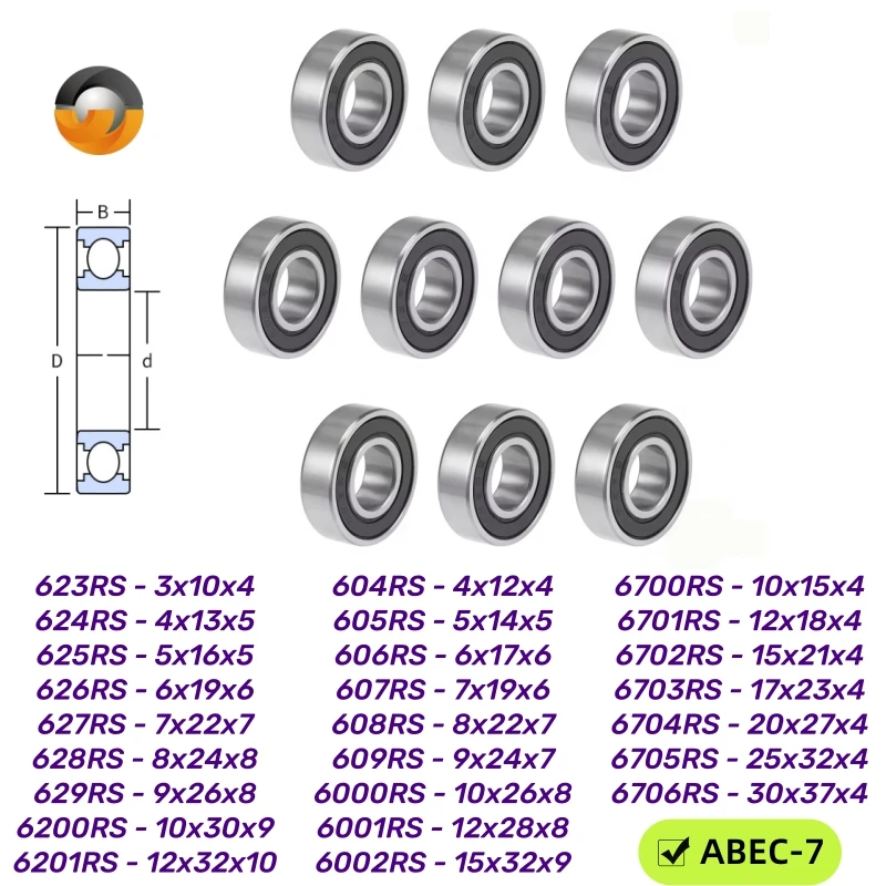 Image of 625RS 5x16x5mm Lager 10 Stück ABEC-7 Rollenrad-Schmierkugellager 625-2RS für VORON Mobius 3D-Drucker