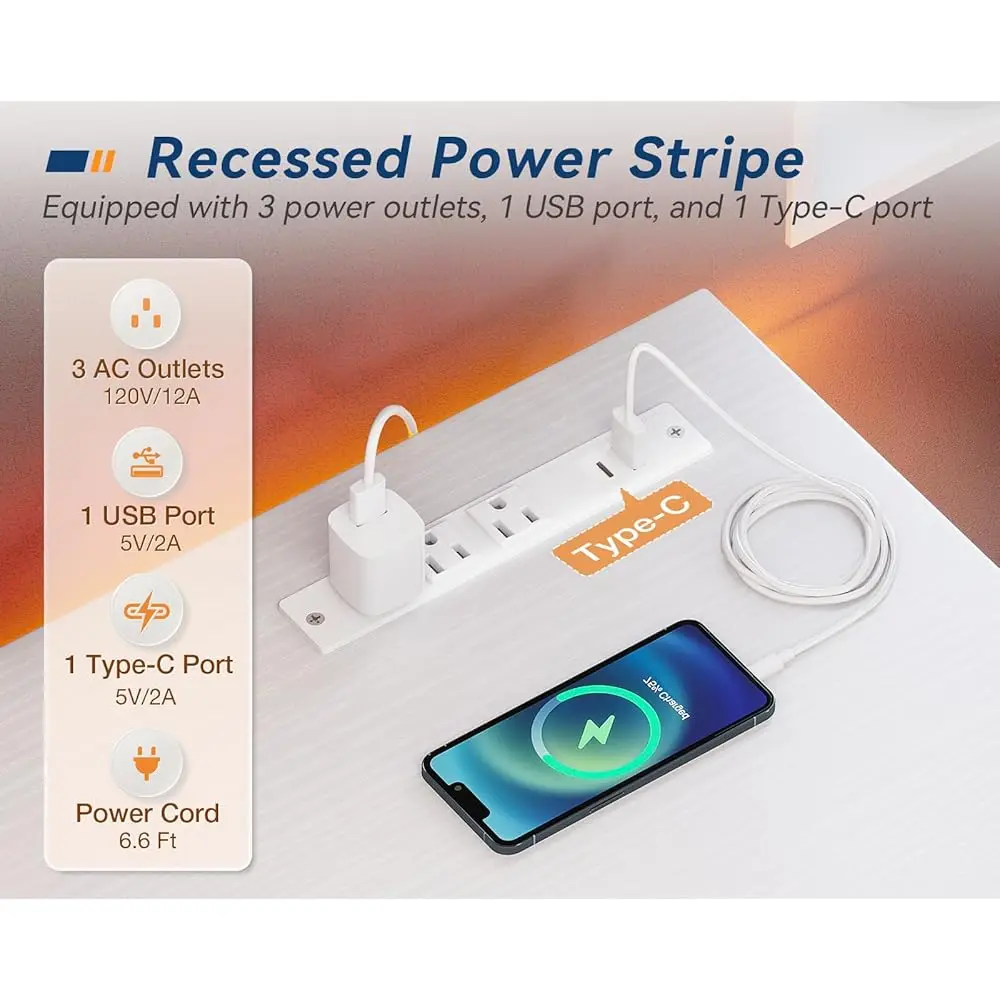Small Desk With Power Outlets And Usb Port Computer Desk For Home Office Gaming Style Writing Desks With Storage Bag Headphone