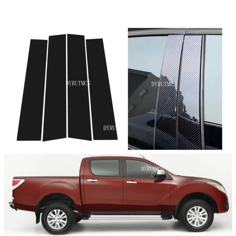 

Glossy Black Pillar Post Fit For Mazda BT50 2010-2015 2011 2012 Door Window Column BC Trim Sticker Cover Silver Carbon