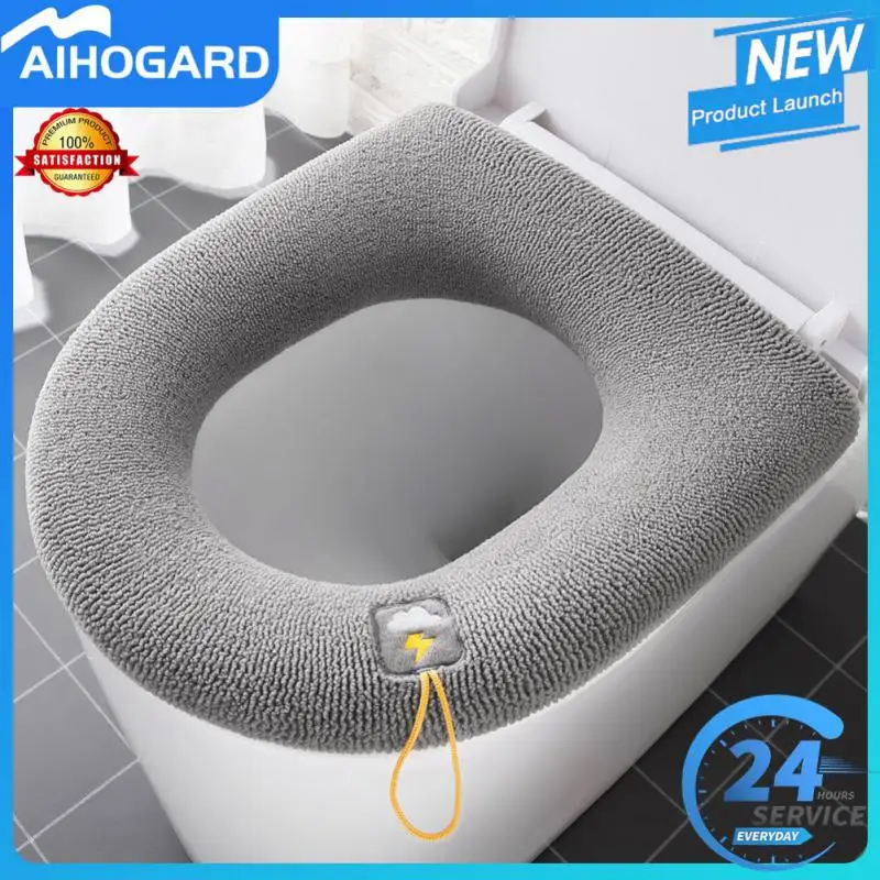 

Winter Warm Toilet Seat Cover Mat Bathroom Toilet Pad Cushion with Handle Thicker Soft Washable Closestool Warmer Accessories