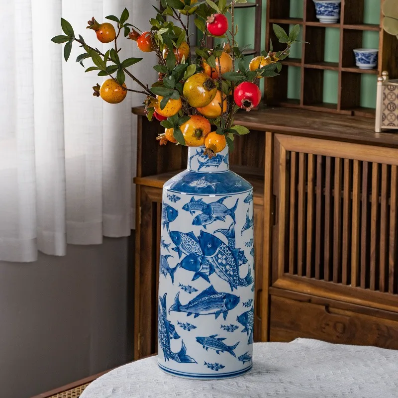 Yuqu Ceramic Flower New Chinese Ceramic Decorative Ornament Hydroponic High Temperature Ceramic Living Room