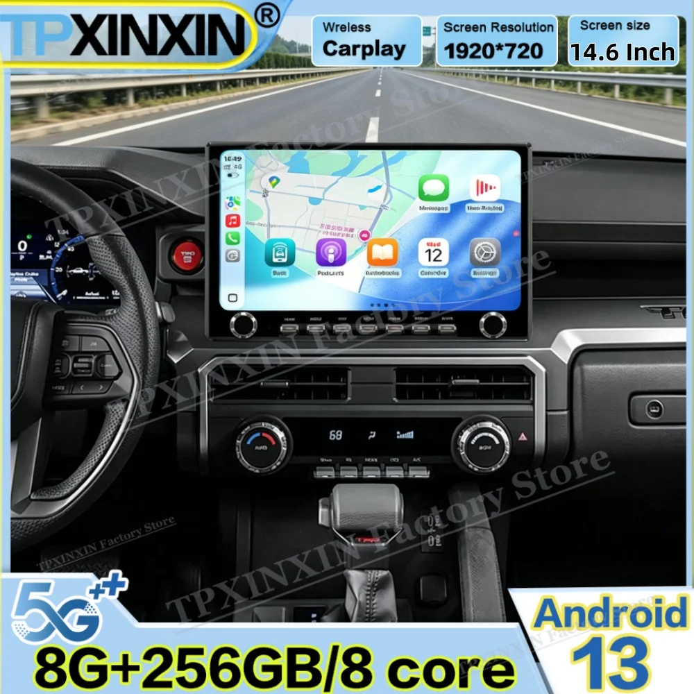 Reproductor Qualcomm Android para Toyota Tacoma 4Runner 2024 2025, Receptor Estéreo para Auto, Navegación GPS, Unidad Principal Multimedia Automotriz