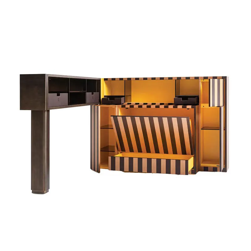 

Creative solid wood bar wine cabinet foldable high-end villa home storage bar table