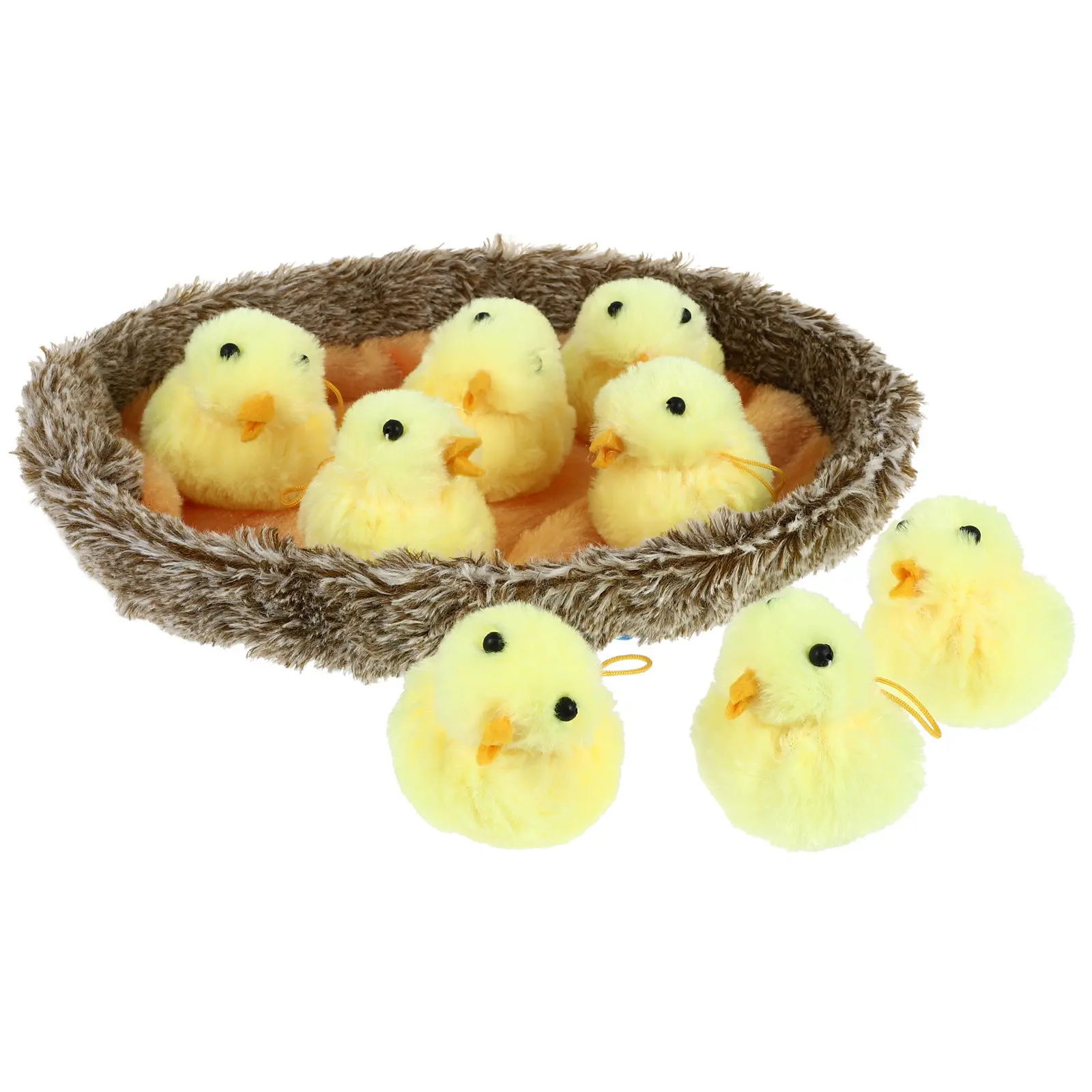 

1Set Yellow Chick with Chicken Nest Mini Chicken Figure Decoration Premium PP Cotton Fabric Warm Festival Atmosphere Spring