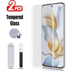 2PCS UV Tempered Glass For Honor 90 Full Cover Clear HD Screen Protector for Huawei Honor 90 Honor90 Protective Glass