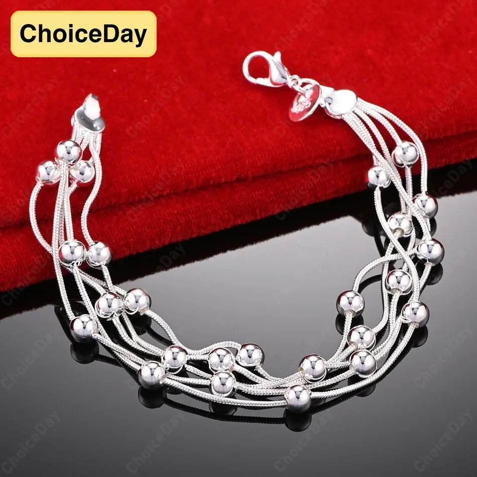

ChoiceDay 925 Sterling Silver 8 Inch 20cm Charm Fashion Beaded Bracelet Women Accessories Party Wedding Gift