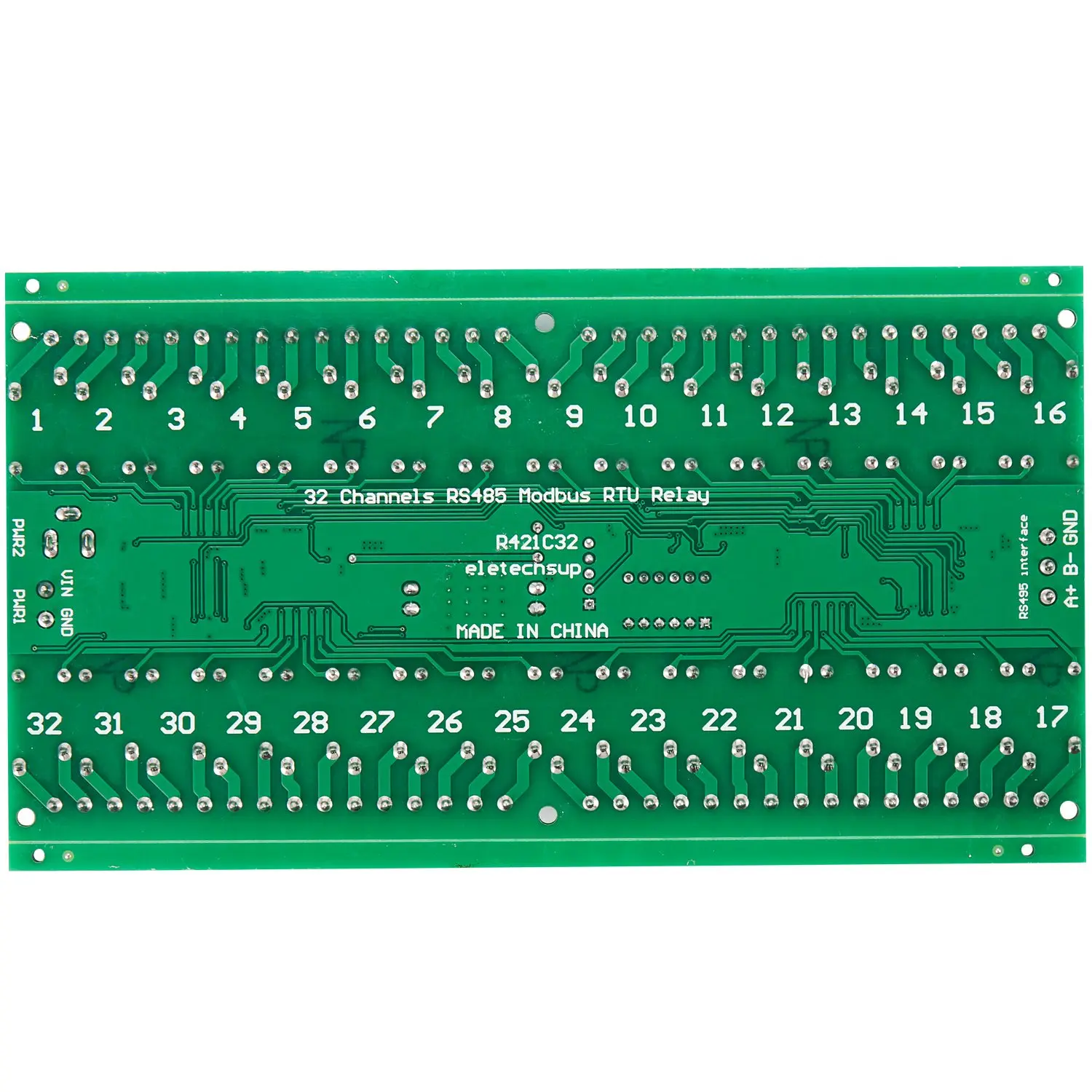 

BAAU R421C32 DC12V 32 Channels Modbus RTU RS485 Bus Relay Module UART Serial Port Board For PLC LED Home Automation Door Lock