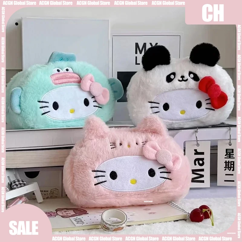 

10 см плюшевое бобро «Hello Kitty», сменное платье, рубиновый канцелярский пенал, большая емкость, школьные принадлежности для девочек, кавайный подарок на день рождения