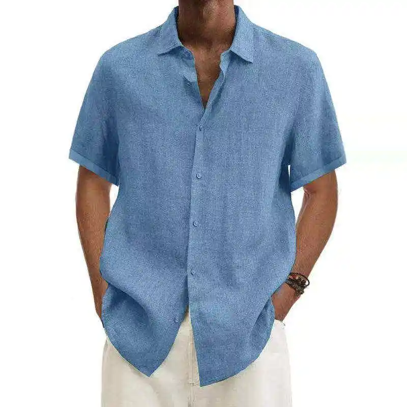 

V-Ne Button up ort Sve Pure Color Casual irt Loose Fit Sun Protection Treaent Cotton Youthful Sle Commute Faion