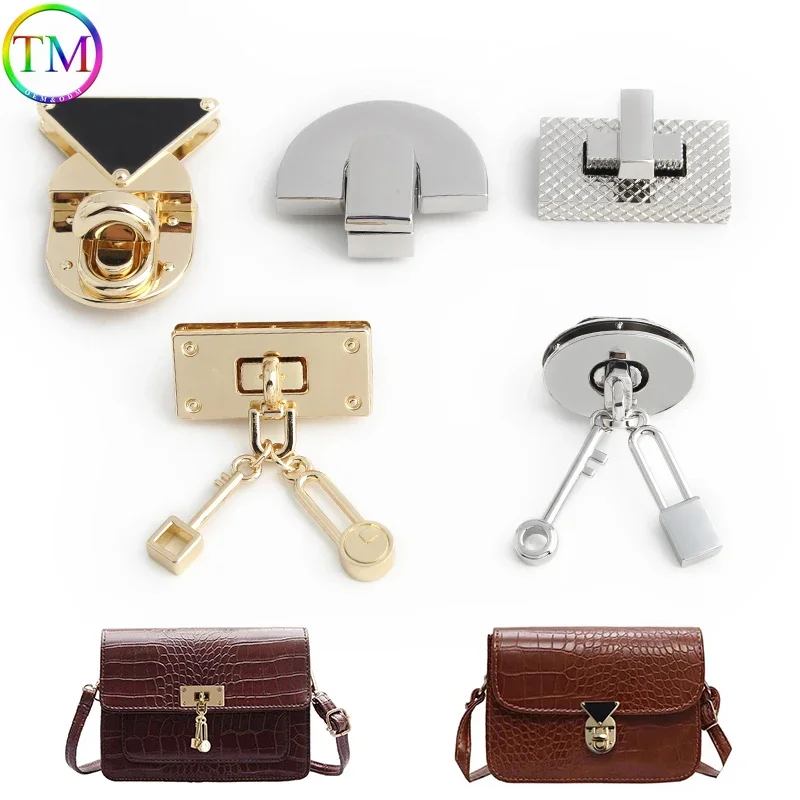 Metal Clasp Twist Locks Rectangle Flip Locks For Handbags Shoulder Bags Purse Woman Diy Leather Bag Craft Hardware Accessories