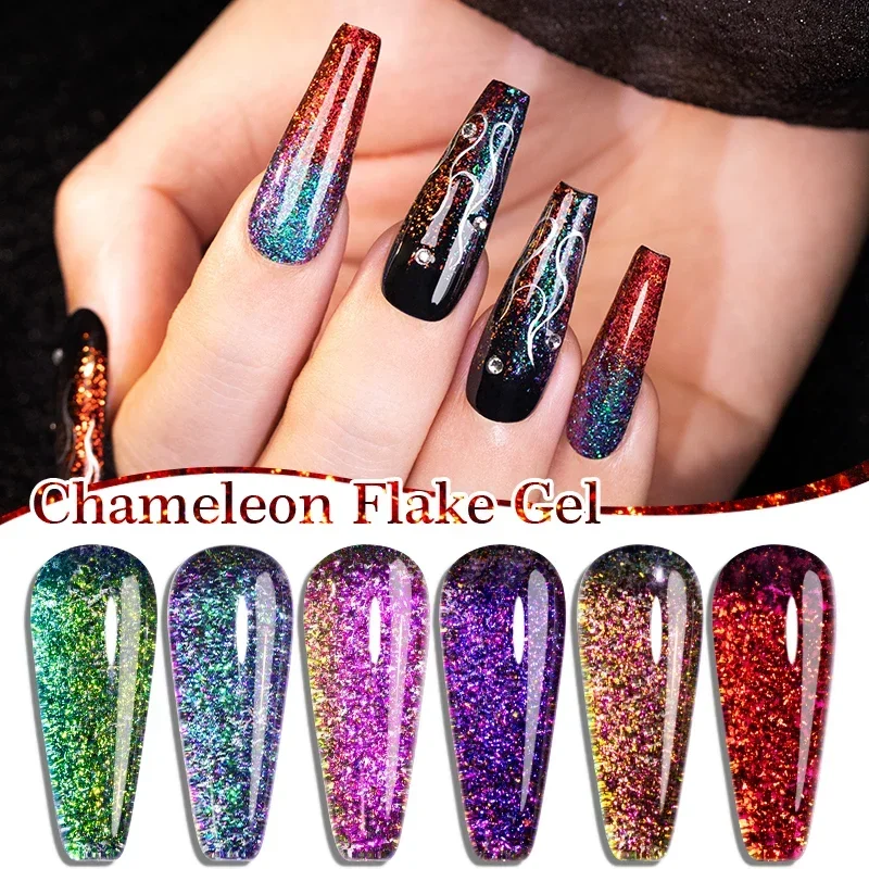 Chameleon Flake Gel Nail Polish Sparkling Aurora Sequins Nail Gel 5ML Soak Off UV Glitter Gel Varnish Hybrid Nail Art Decoration