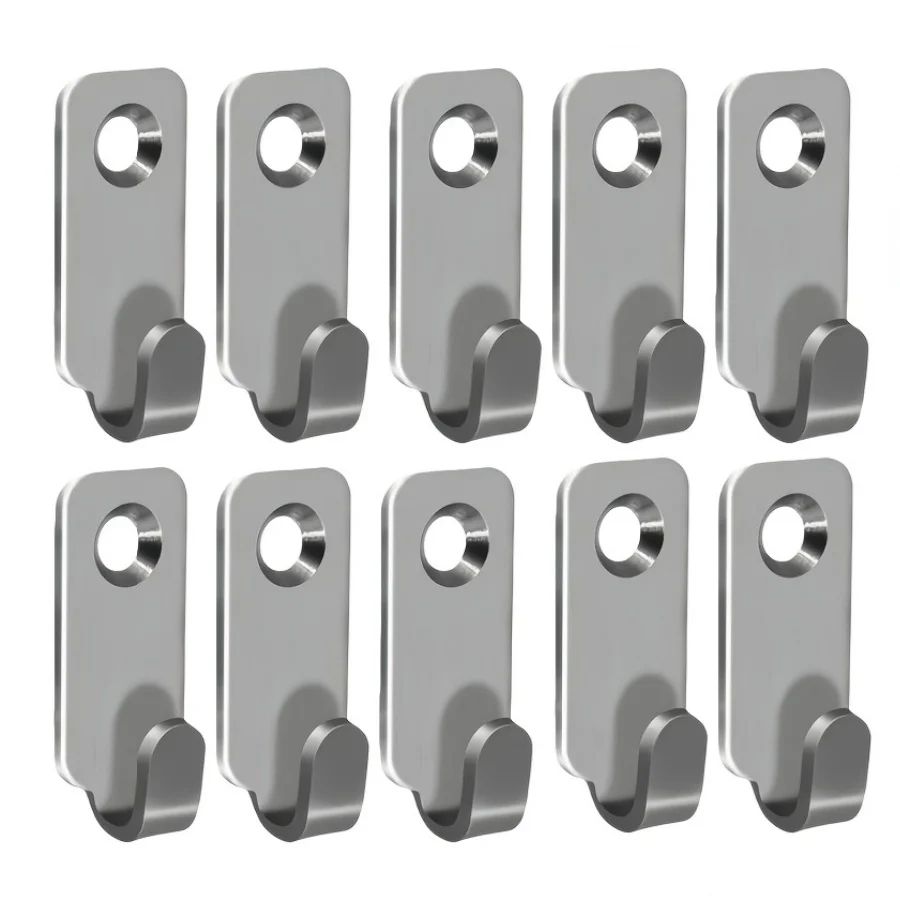 10X J-Shaped Stainless Steel Wall-Mounted Hooks, Single-Hole Mounting Bracket Suitable for Offices, Bathrooms and Storefronts