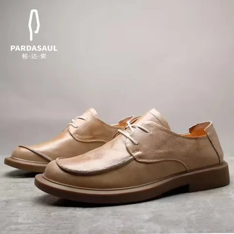 Men's new versatile derby shoes, solid color business casual leather shoes 210821