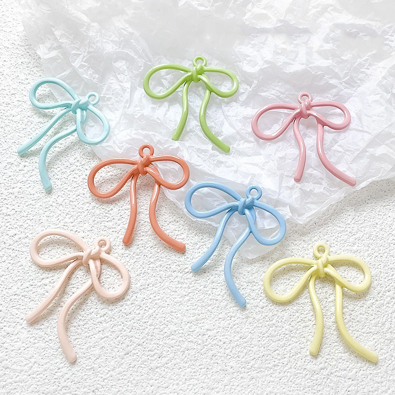 Solid Color Colorful Cute Hollow Bowknot Pendant Candy Color DIY Necklaces Earrings Phone Chain Jewelry Making Accessories Gifts