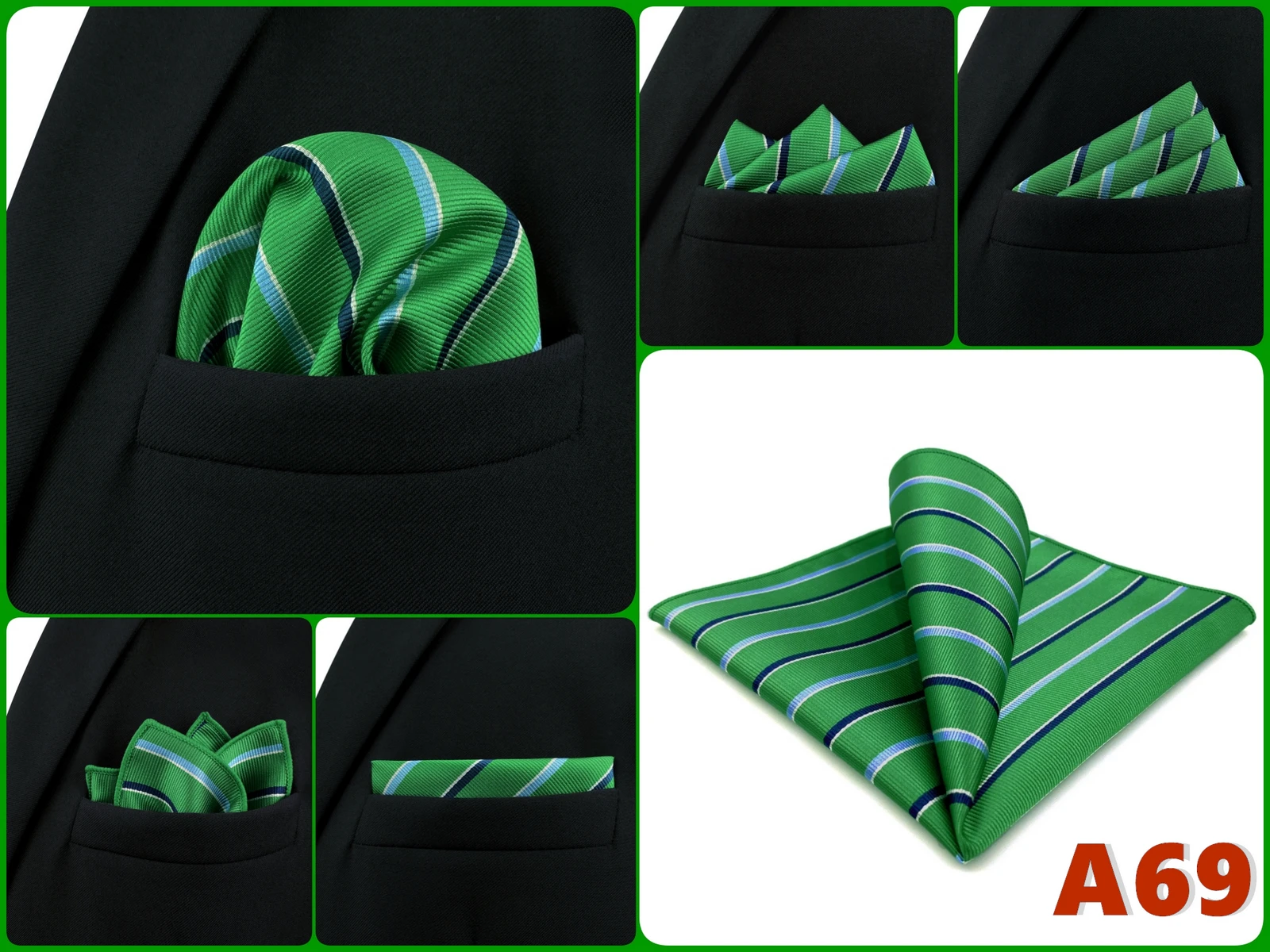 Luxury Mens Pocket Square Handkerchief Multiple Designs Classic Suit Hanky Large Striped Gentlemen Wedding Party Gift for Men