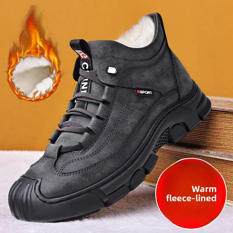

Winter Men Fashion Cotton Shoes Thickened High-Top Fleece Lining Snow Boots Cold-Proof Versatile Sports Outdoor Shoes