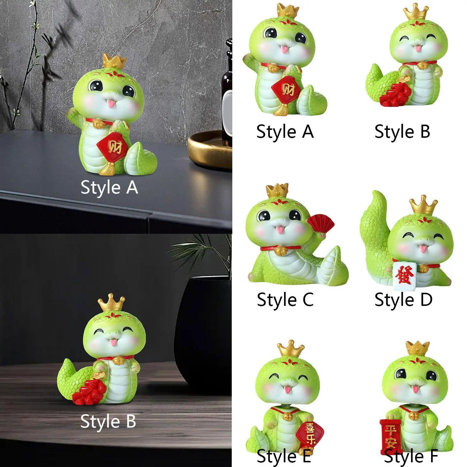 

Snake Statue Cute Feng Shui Decor Desktop Ornament for Entrance Desk Walkway