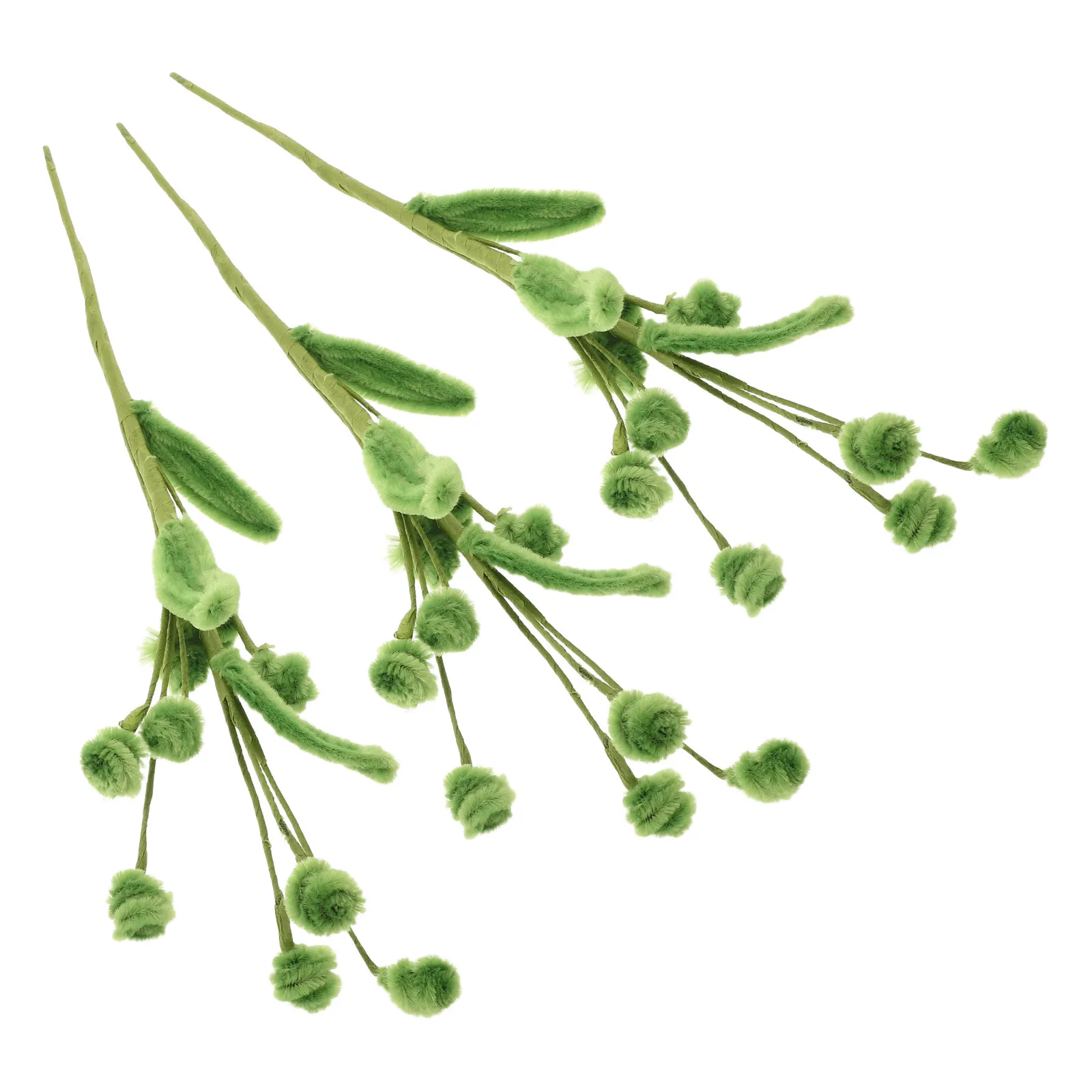 

Набор из 3 готовых зеленых витых стержней из синели с яркими искусственными листьями для декора свадебных столов, наполнения ваз и весенних центральных композиций