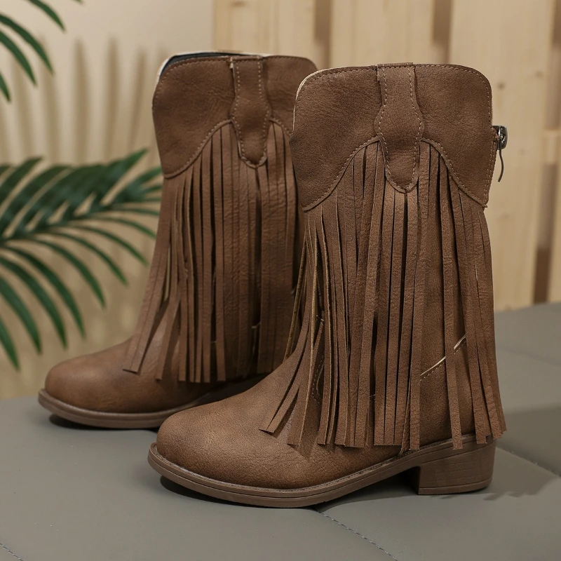 

Botas, модная обувь для девочек в стиле ретро, осень 2023, новые детские ботильоны с кисточками, удобные нескользящие кожаные ботинки для девочек, Zapatos De Mujer