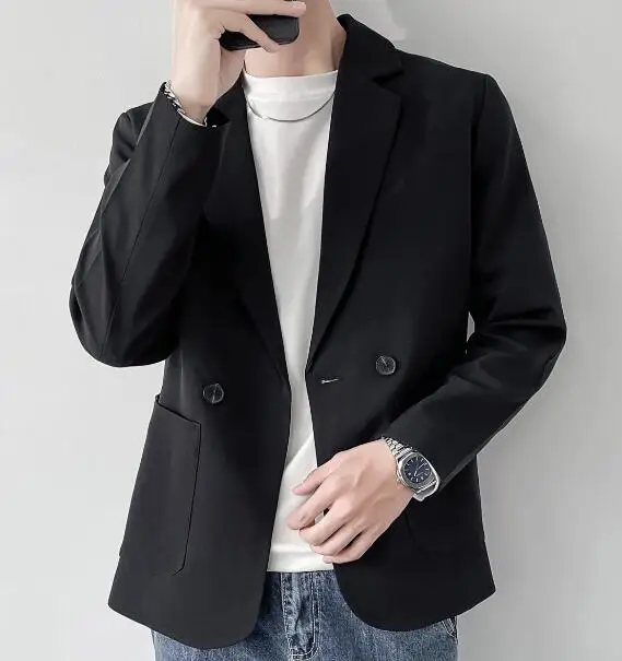 Veste à manches longues en coton mélangé pour hommes, coupe couvertes décontractée, manteau à deux boutons imbibés, robe formelle, document solide, nouveau, 39.99 $