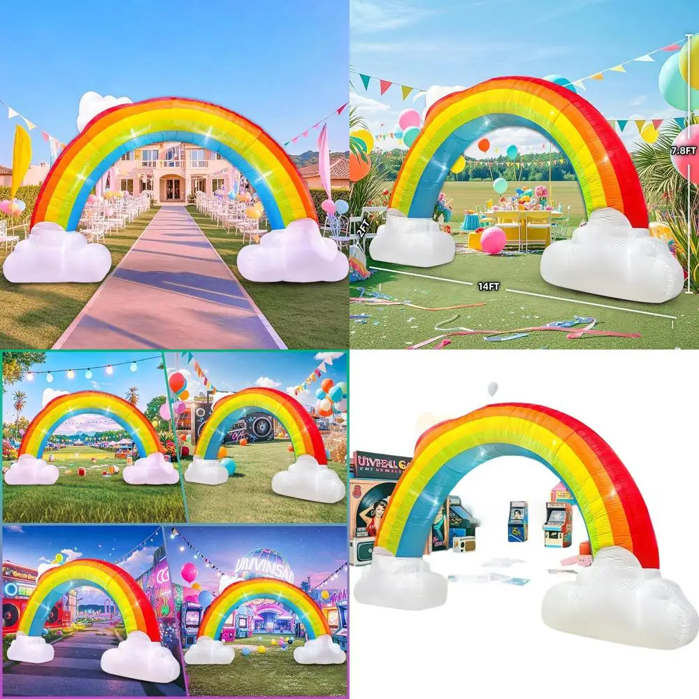 

14-Foot Saint Patrick's Day LED Rainbow Archway - Inflatable Outdoor Music Party Lawn Decor