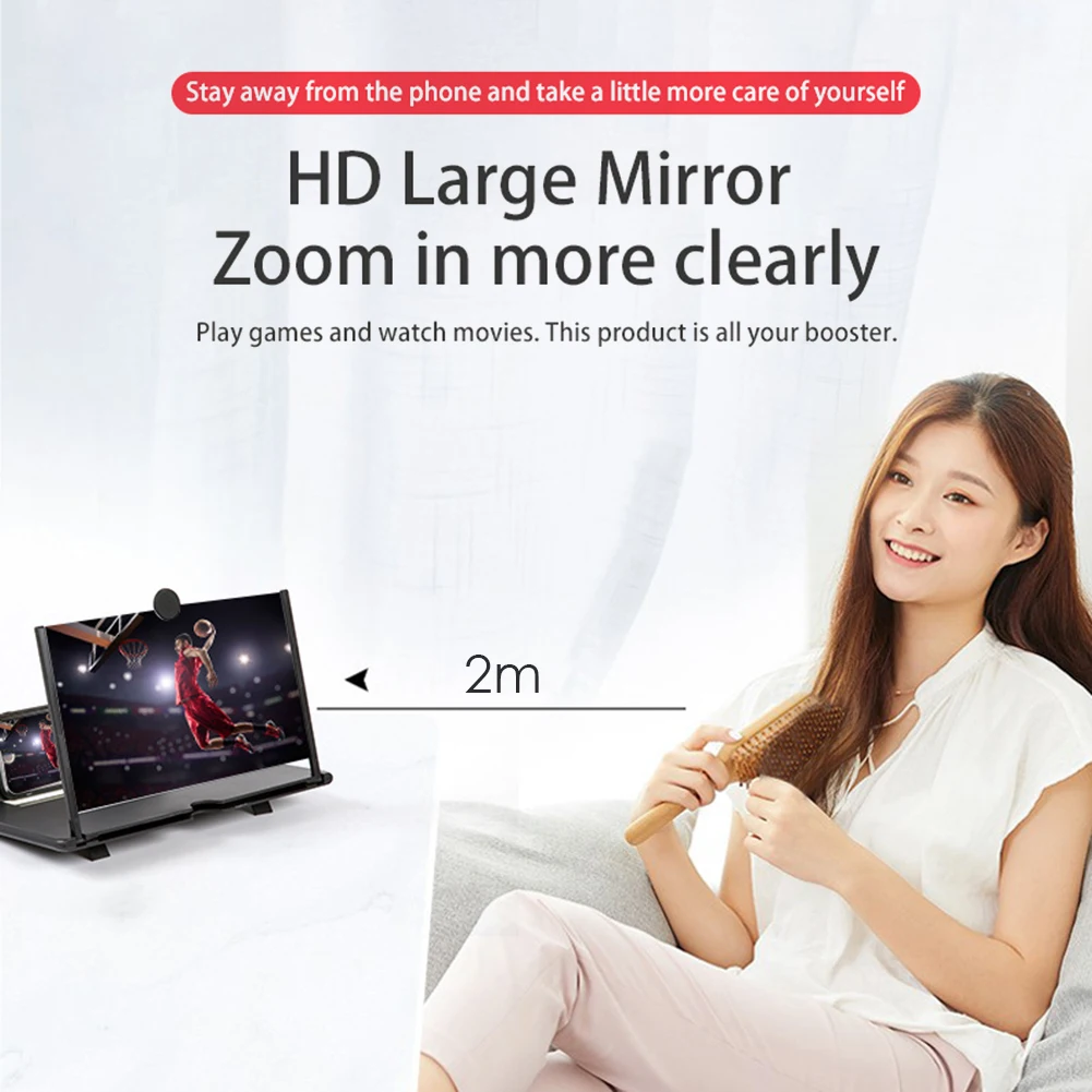 14 inch 3D Screen Amplifier Mobile Phone Screen Video Magnifier HD Expander Projector Smartphone Display Magnifying Bracket