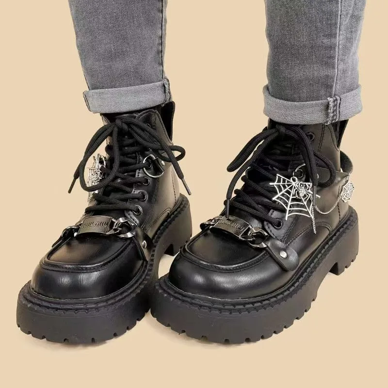 

Fashion and Ankle Boots Women's Spider Web Chain Decoration Gothic Boots Women's Thick Soled Halloween Role-playing Shoes