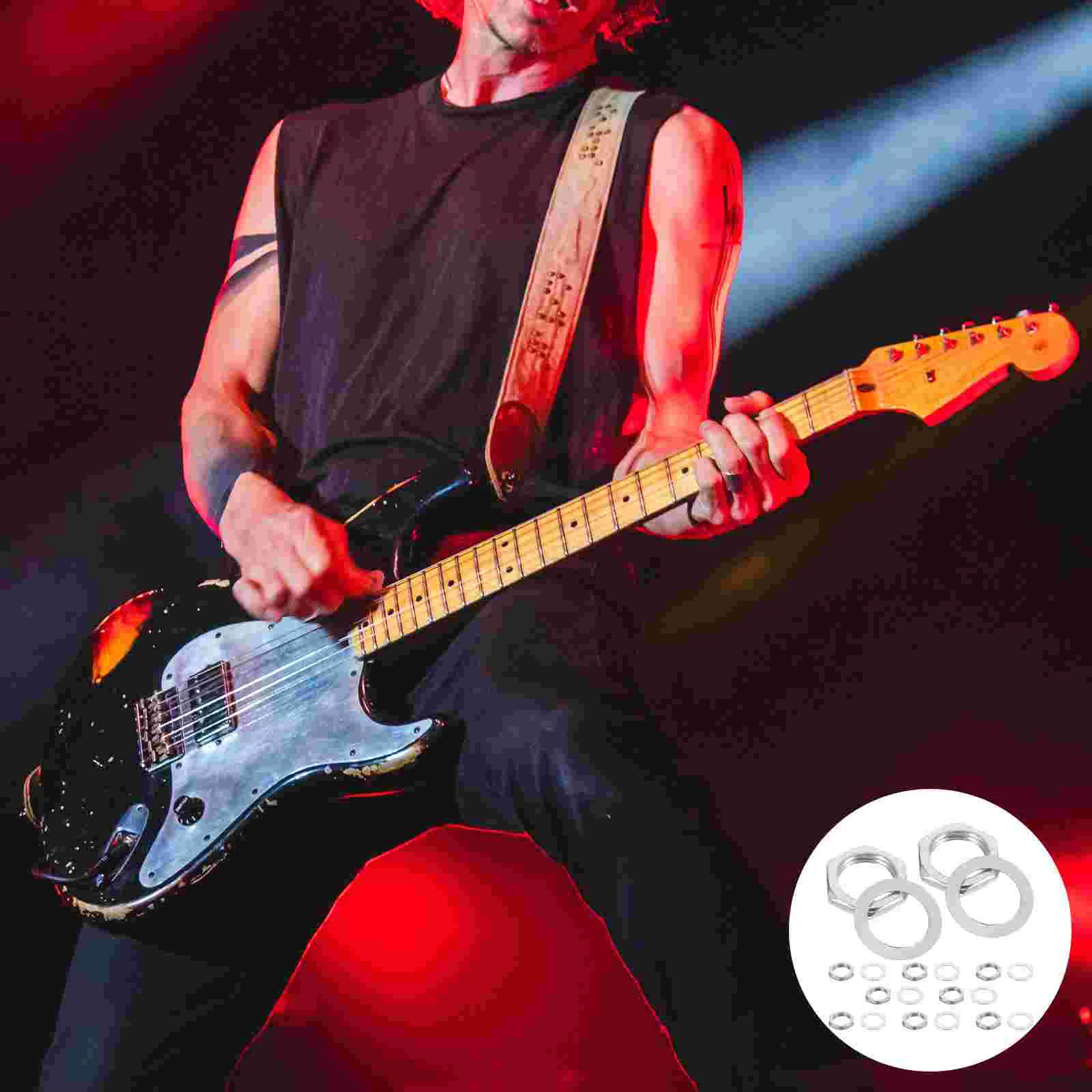 10 Sets Electric Guitar Jack Plate Nut Spacers Acoustic Pots Nuts Washers for Screws Guitars