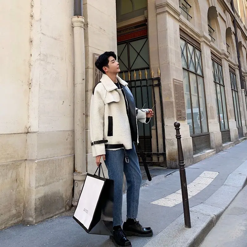 

2022 New Autumn Winter Warm Fleece Faux Fur Fox Fur Casual Men's Jackets Thick Fashionable Male Loose Coats Thermal Clothing T38