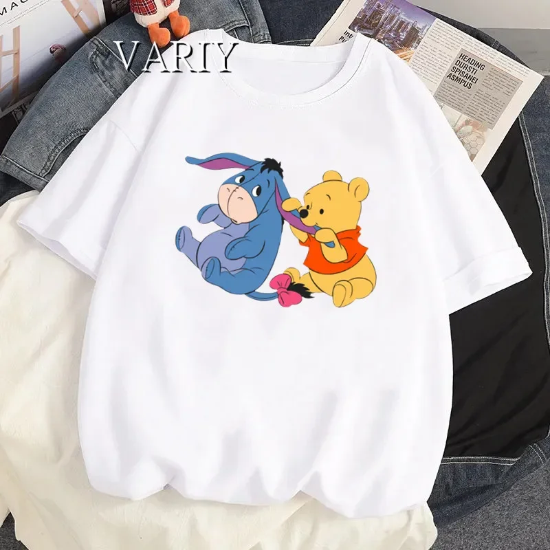 Winnie The Pooh Black Tops Women Harajuku Oversized Tshirt Lady Clothes T Shirt Summer Graphic Cute Tee Shirt Drop Ship