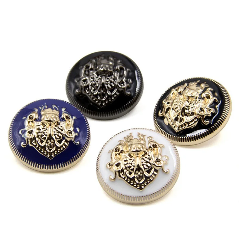 6PCS Gold Double Lion Buttons Men\'s Clothes British Style Metal Windy Sweater Shirt Women\'s Suit Jacket Buttons Buckles