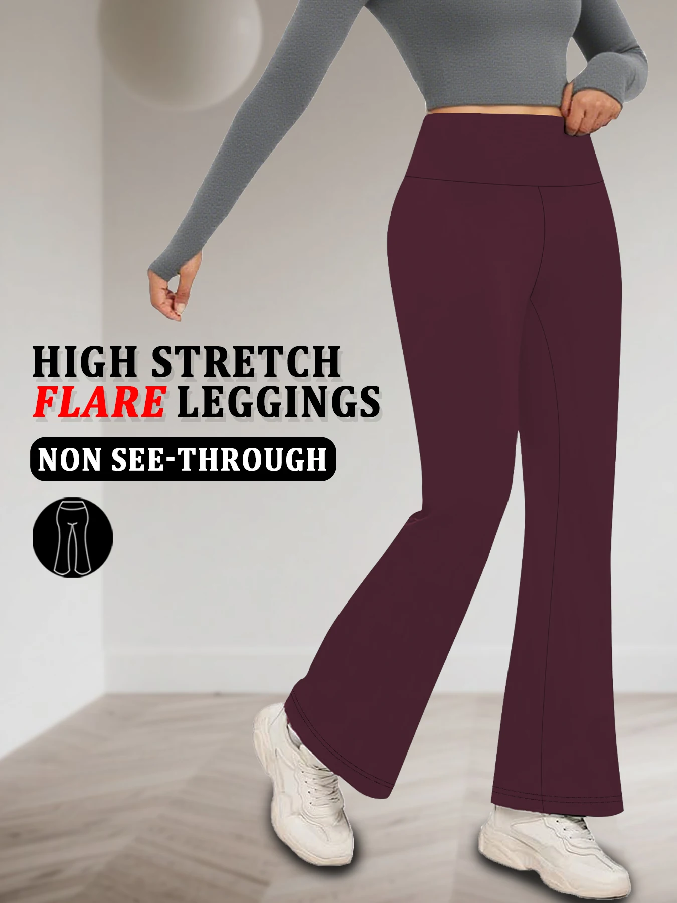 

Elegant women's high-waisted flared pants for yoga and dance. lightweight fabric for studio workouts and casual wear.