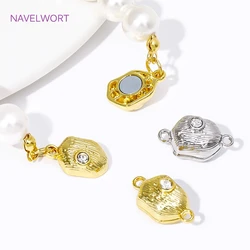 18K Gold Plated Brass With Zircon Irregular Magnetic Clasps Metal Magnet End Clasp Connectors For DIY Jewelry Making Findings