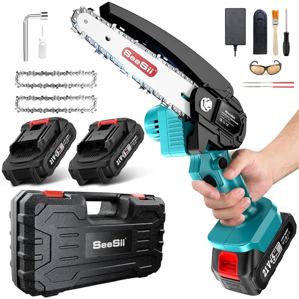 

Mini Chainsaw 6-inch Mini Chainsaw Cordless 12 Pcs Tool Set,Battery Chainsaw with 2x Big Batteries,