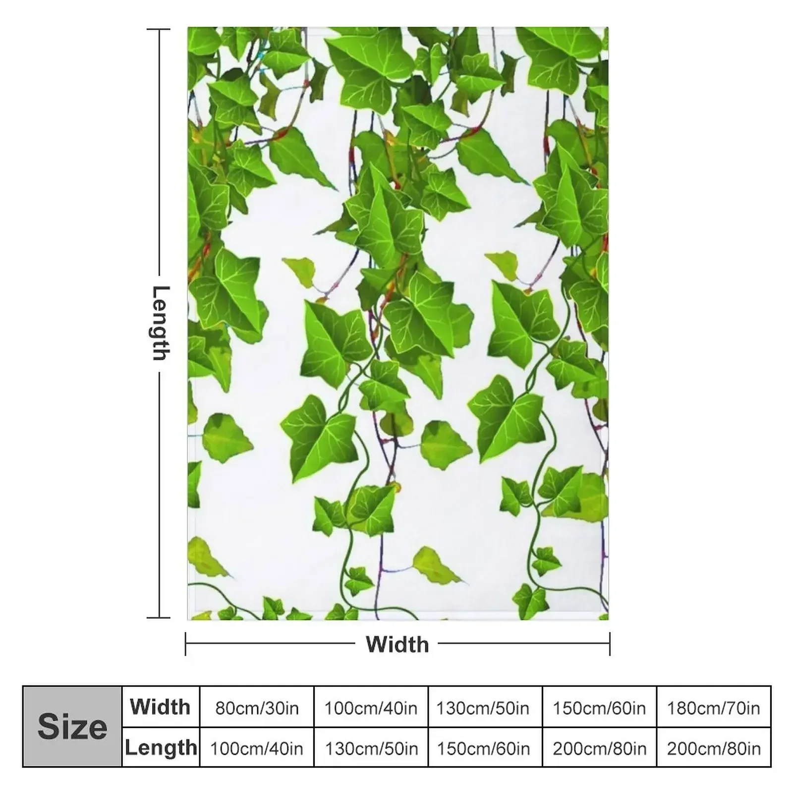 DECORATIVE SPRING GREEN TRAILING IVY VINES ON WHITE Throw Blanket Decorative Beds halloween Blankets